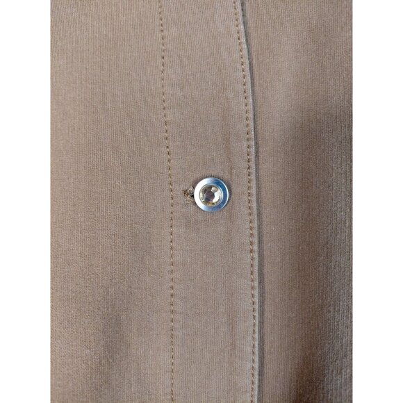 Brown Rhinestone Studded Button-Up Jacket With Chest Pockets & Collar - Picture 4 of 11